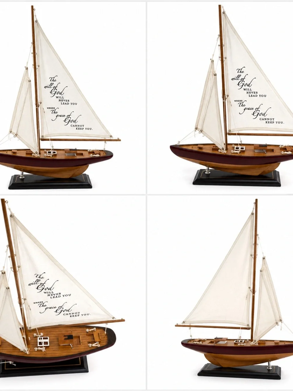 Inspirational Wooden Sailboat Model “The Will of God” Schooner Ship 17”L 15”H